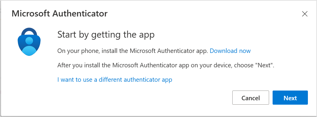 Prompt to get Microsoft Authenticator App