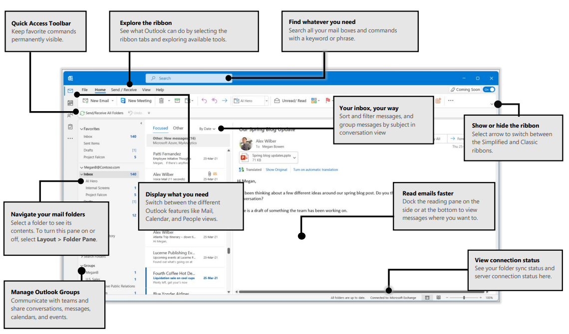 Image shows the Outlook interface