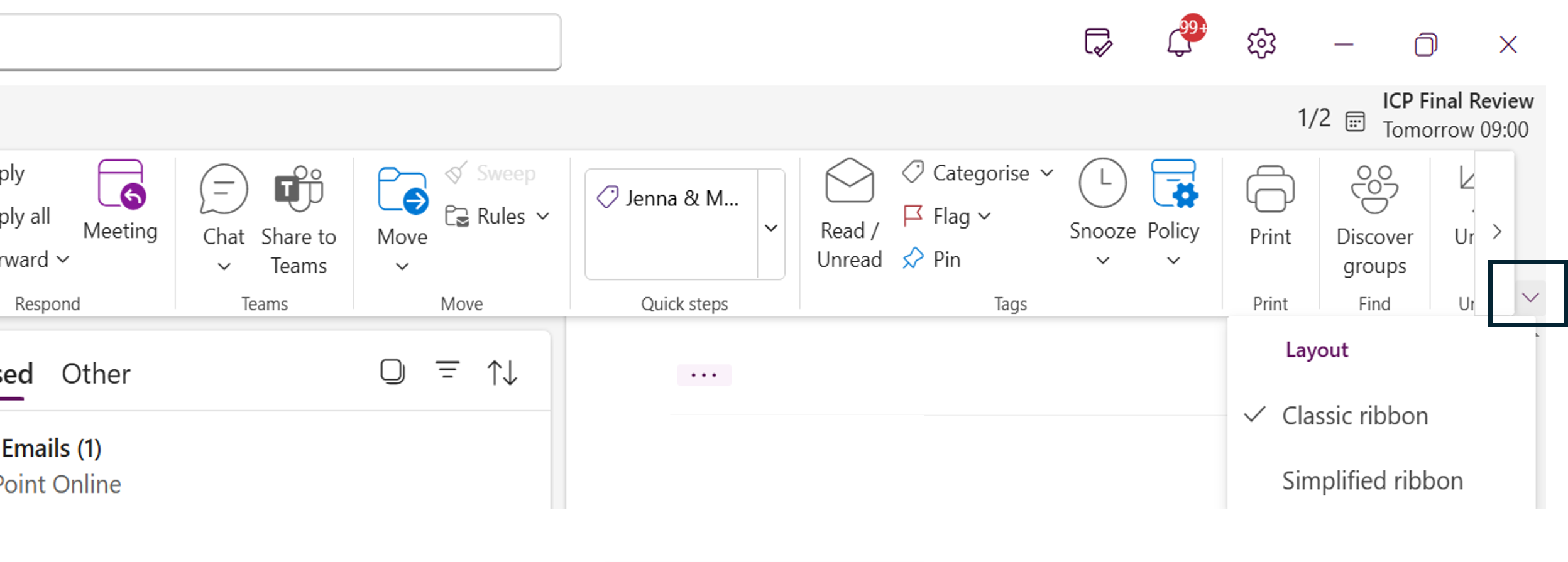 Outlook Ribbon