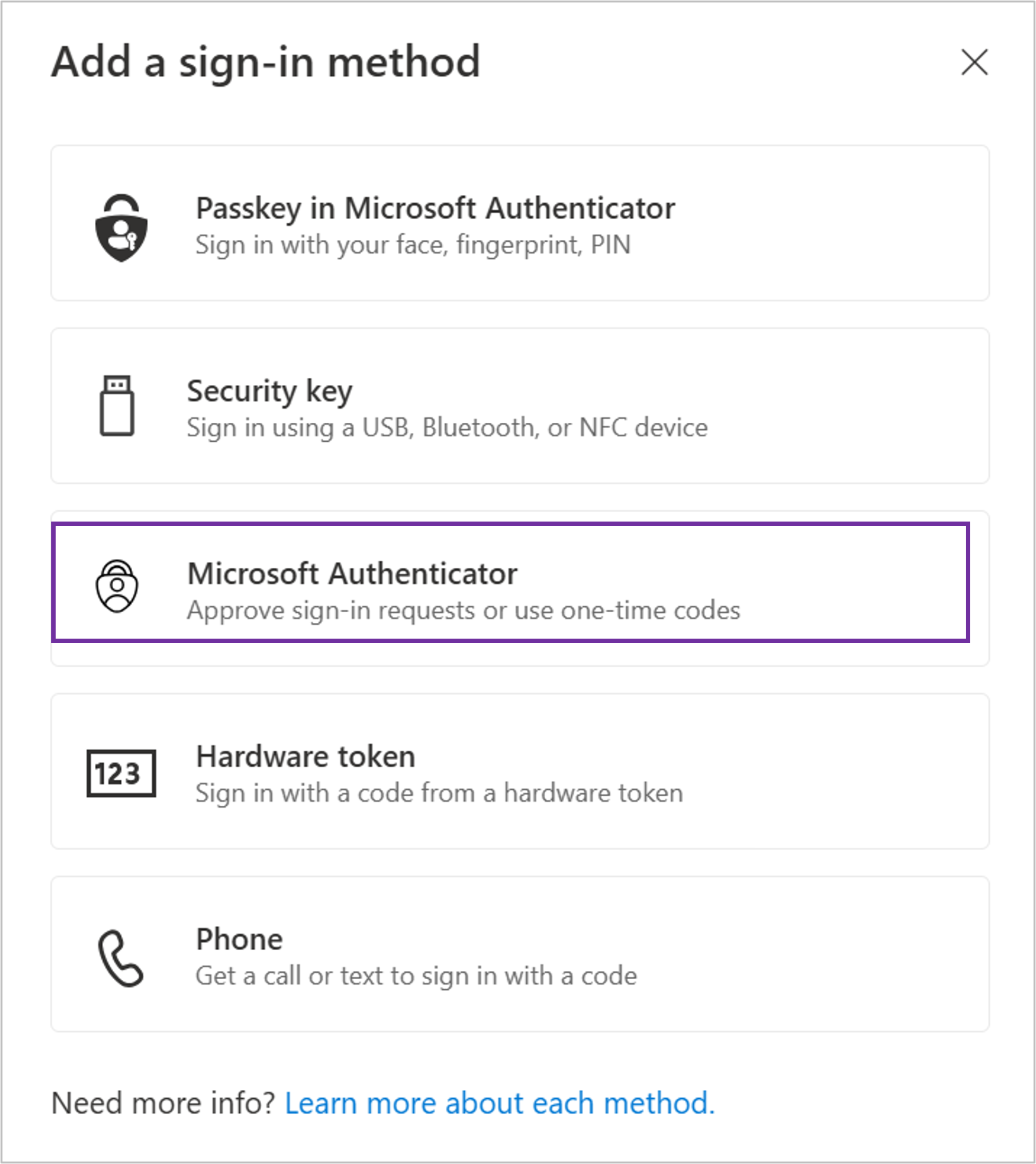 Select Microsoft Authenticator App