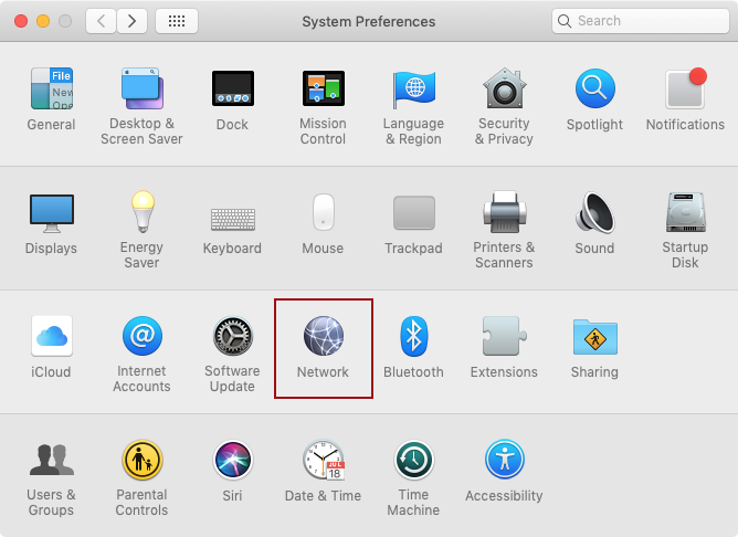 Choose Network from System Preferences