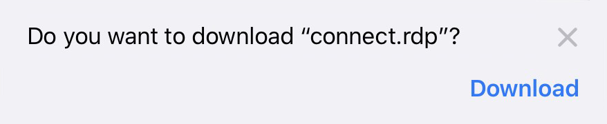 Confirm download of the connection file