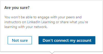 Don't connect my linkedin account button