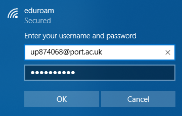 Enter username and password