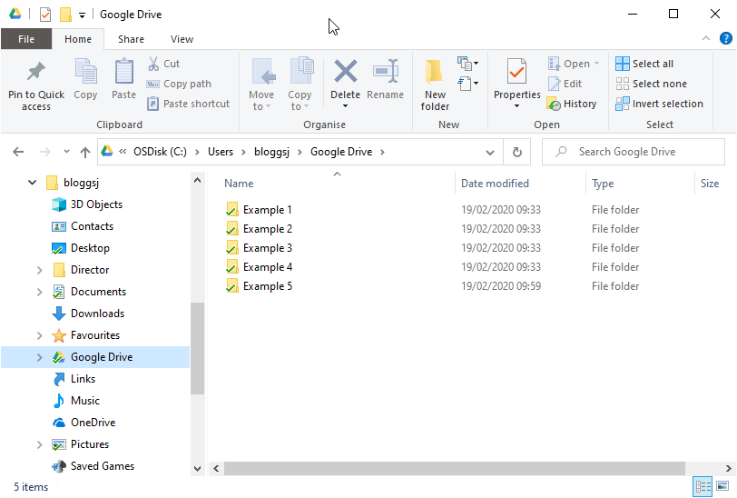 My Drive files in Windows Explorer