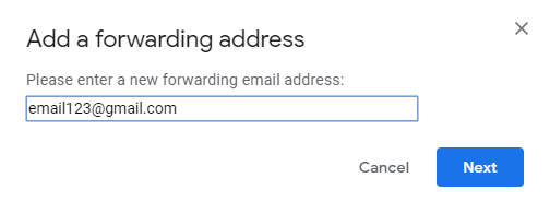 Enter forwarding address