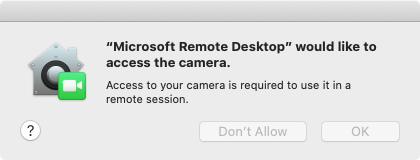 Camera permissions on macOS