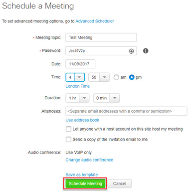 Schedule a meeting window with options