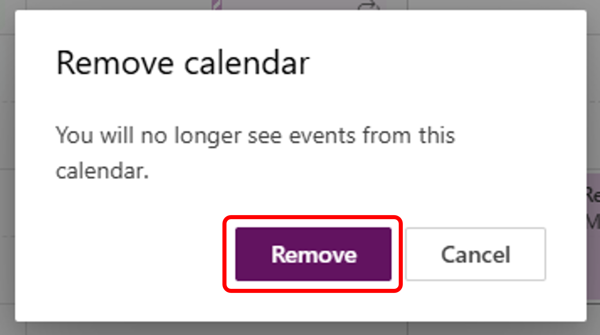 Remove calendar button highlighted