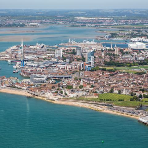 Aerial shot of Portsmouth harbour