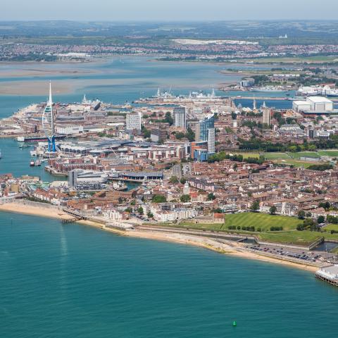 Aerial shot of Portsmouth harbour