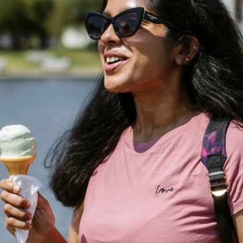 students eating ice cream at canoe lake