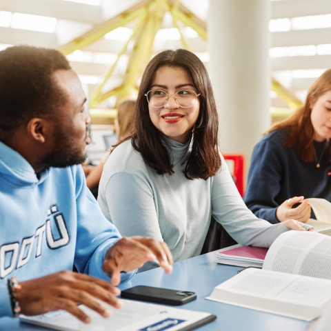 Group of University of Portsmouth students studying together
