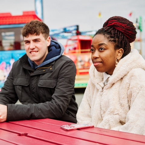 Students on the pier