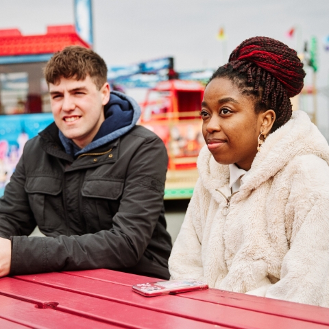 Students on the pier