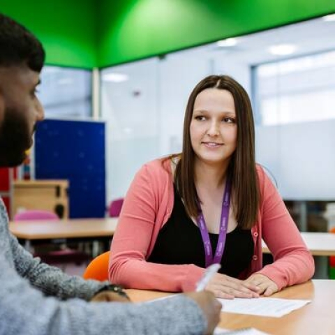 male student and female adviser having a careers appointment