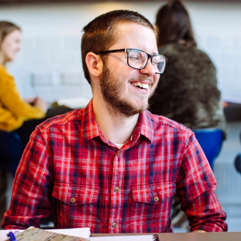 Male student smiling