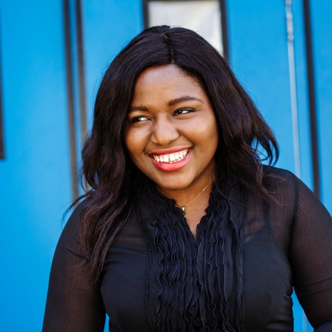 Female engineering student smiling