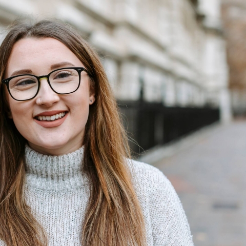 student wearing glasses