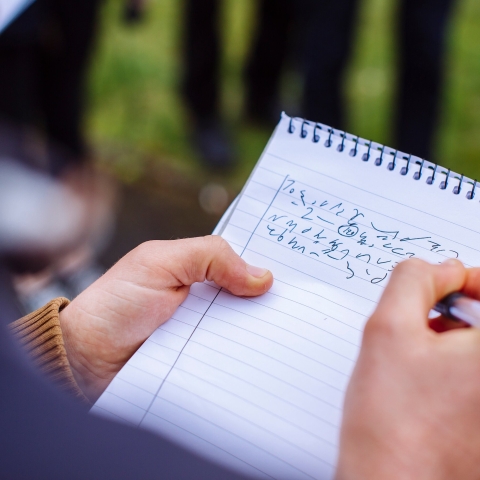 Journalism students takes shorthand