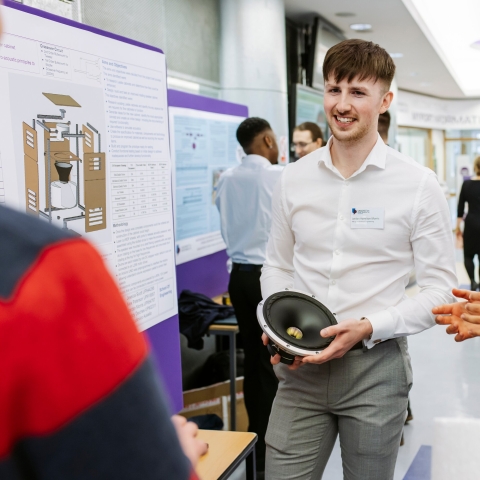 A student presents their engineering project