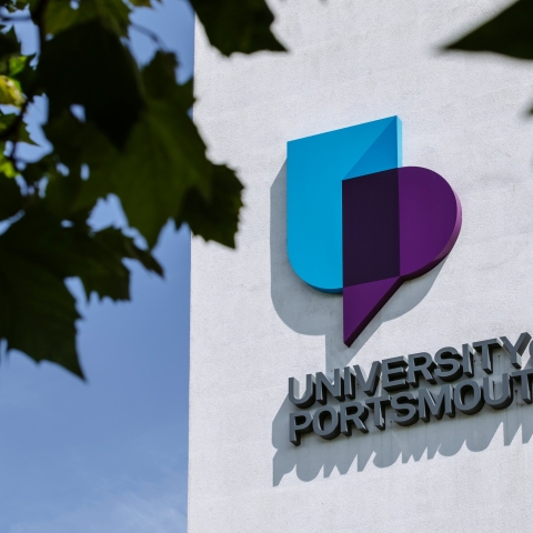 University of Portsmouth signage on building
