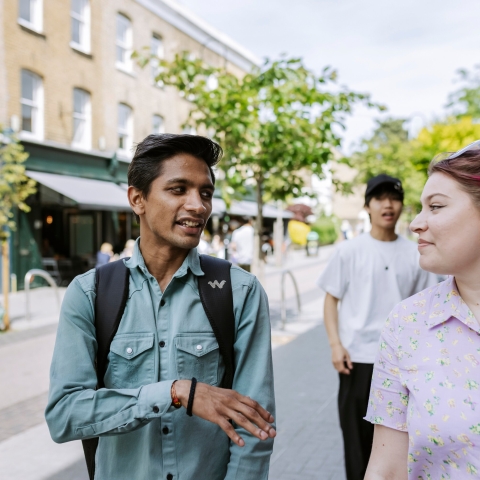 Walthamstow photoshoot - March 2022 students walking and chatting