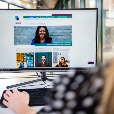 Photographs of new Curved Monitor Displays installed at University Library