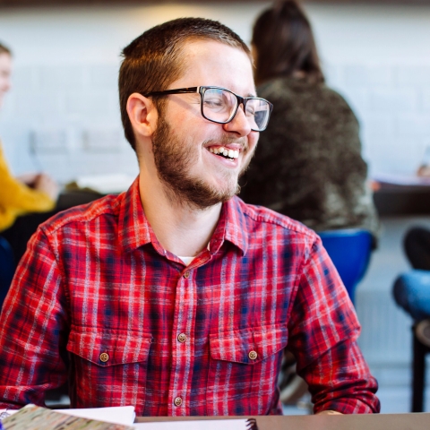 Male student smiling