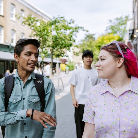 Walthamstow photoshoot - March 2022 students walking and chatting