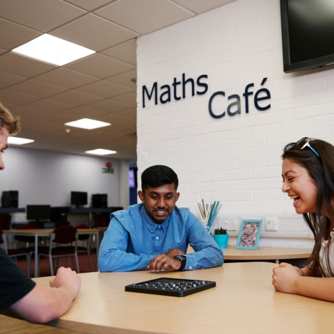 University of Portsmouth students sat in the Maths Cafe
