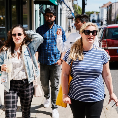 Students walking outside