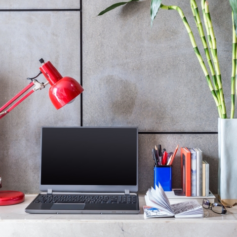 Laptop on desk