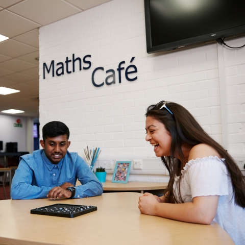 University of Portsmouth students sat in the Maths Cafe