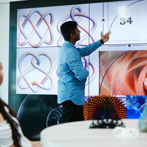 Student in Physics lab