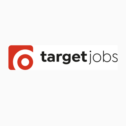 White background with a red target and text reading 'targetjobs'