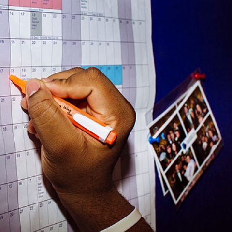 student using university calendar