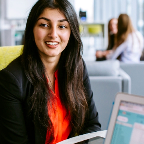 Student in an appointment with a careers adviser