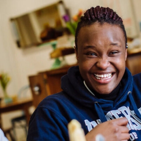 Students socialising in cafe