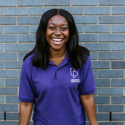 Happy female student ambassador