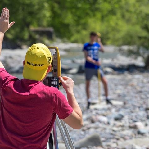 Geography student in field