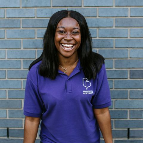 Happy female student ambassador