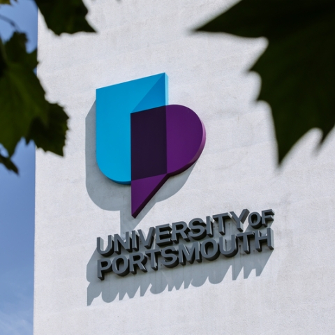 University of Portsmouth signage on building