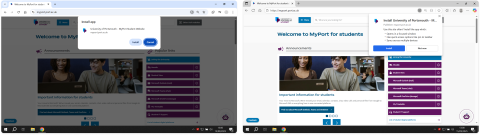 Install prompt on Chrome and Edge browsers on a Windows device