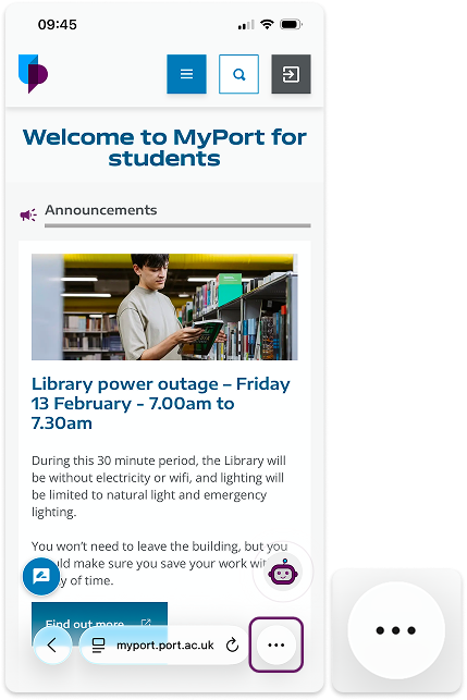 Three dots icon on Safari browser on iOS device.