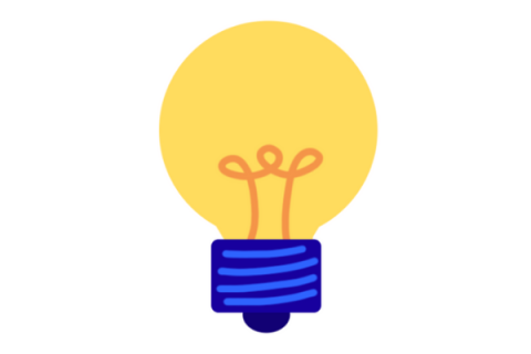 A graphic image of a yellow lightbulb