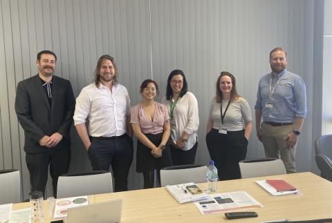 From left to right, Councillor Ashmore, Tom West, Anusha Adhikari, Anna Potter, Ellie Rymer, David Emmett. Student Maria Lal was not able to make the presentation, but her work was shared with the panel