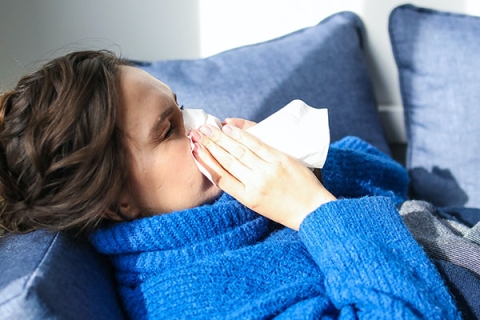 Woman with a cold