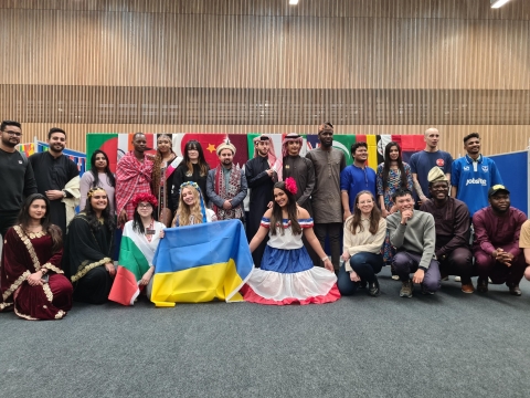 Students posing together at the Festival of Cultures