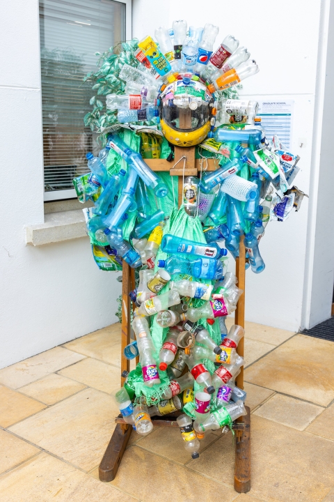Statue made of plastic waste